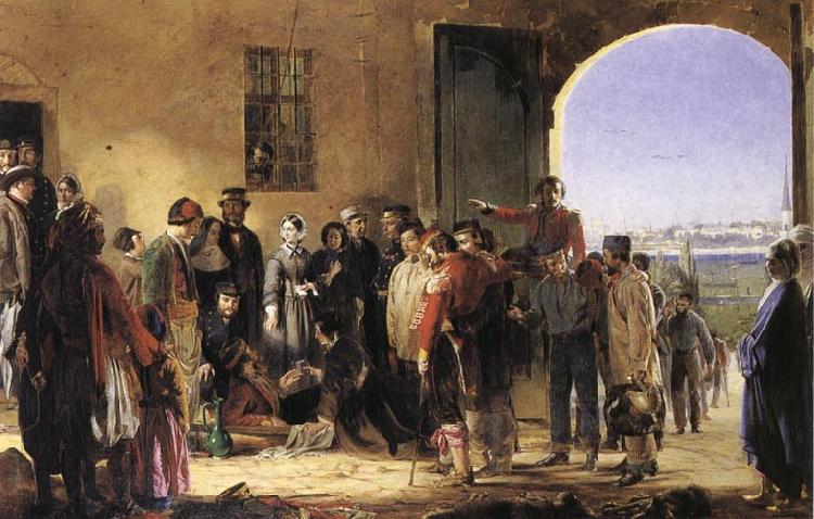 Jerry Barrett The Mission of Merey:Florence Nightingale Receiving the Wounded at Scutari Sweden oil painting art